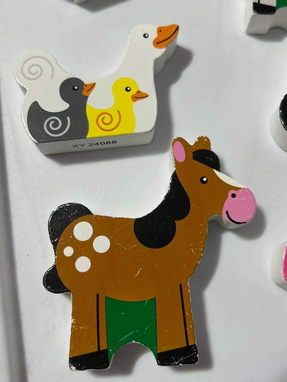 Wooden Farm Animal Shape Sorter Toy - Red and Natural